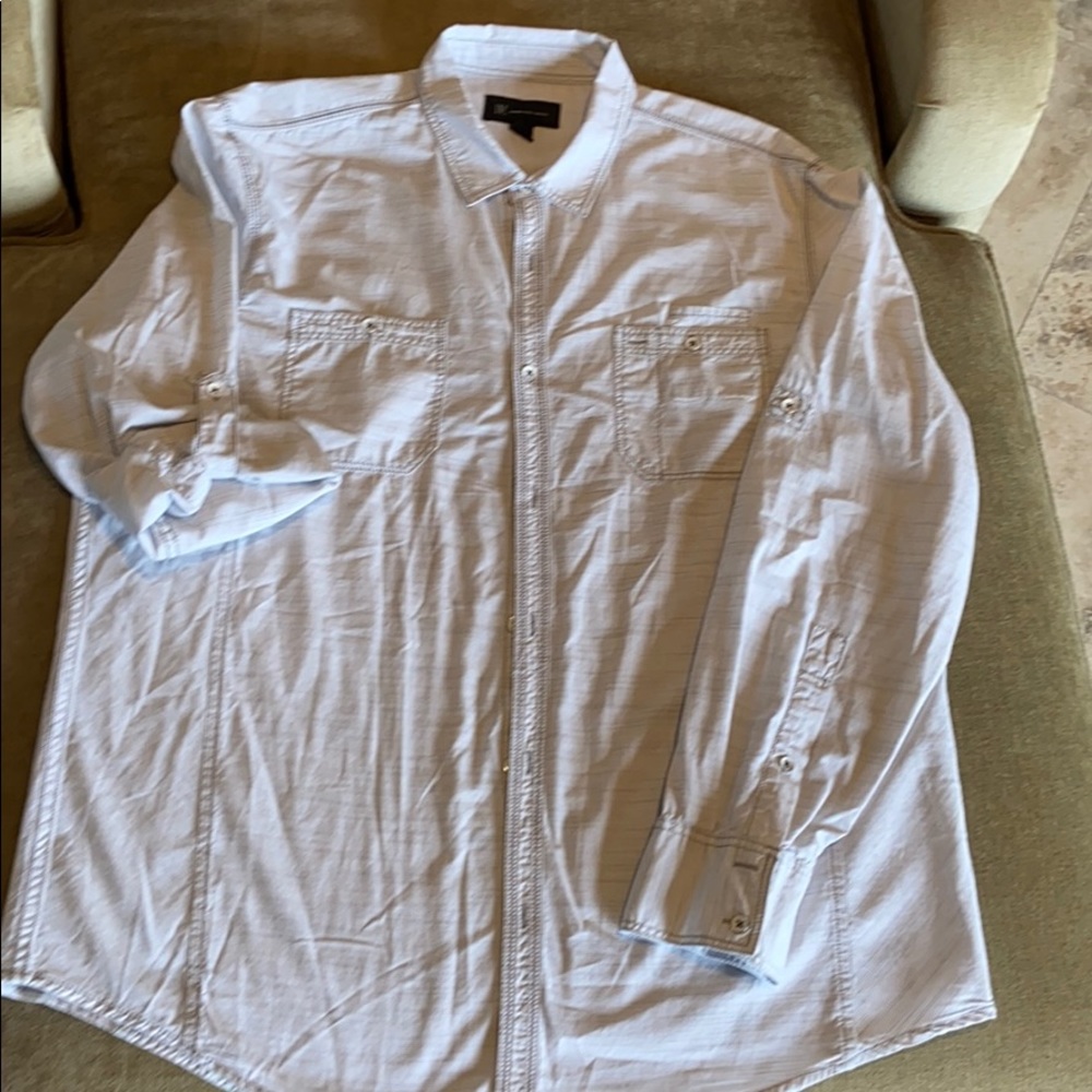 INC Men’s XL button down white and gray shirt